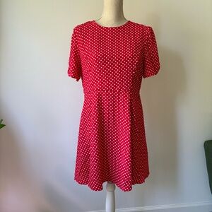 Red Polka Dot A-line Mini Babydoll dress - Large